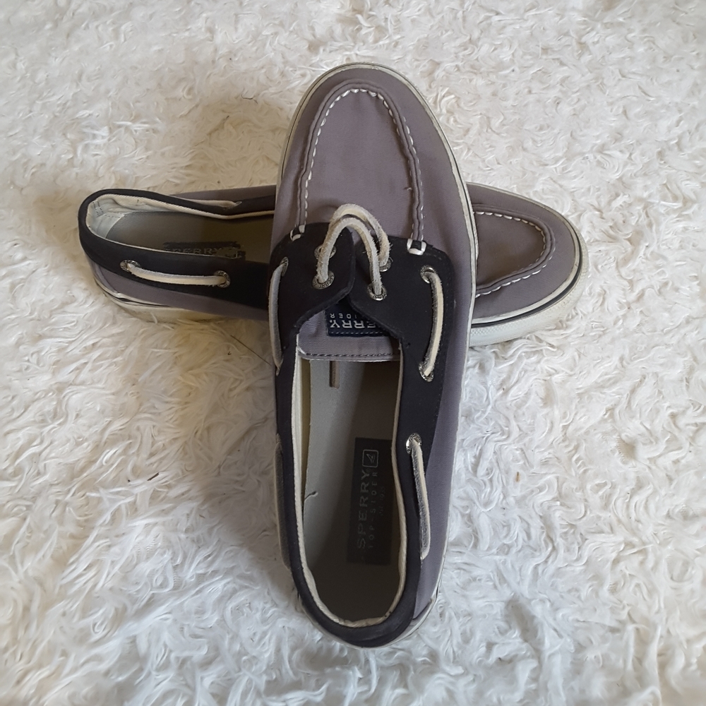 Sperry 0298414 canvas black grey boat shoe 8.5 Mens
